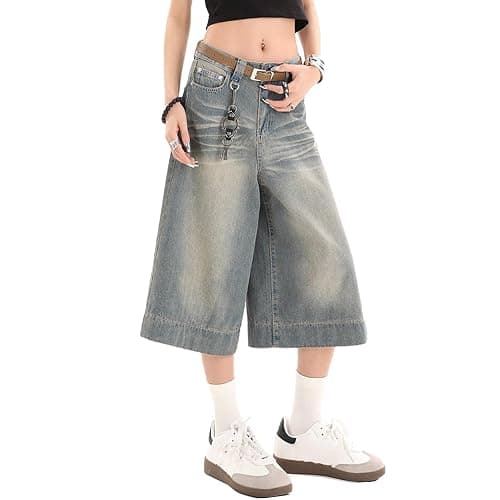Y2k Baggy Jean Shorts Jorts Y2k Hip Hop Shorts Skater Jeans Grunge Jorts Aesthetic Pants - Image 1