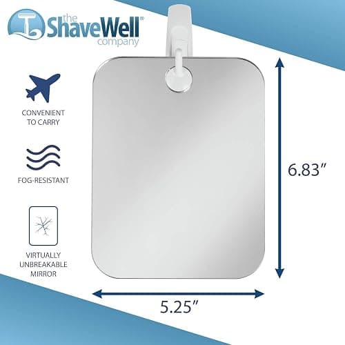 Shave Well Deluxe Anti-Fog Shaving Mirror with Removable Adhesive Hook | Fogless Hanging Bathroom Shower Mirror with Handheld Option | Includes Long-Lasting Removable Adhesive Hook for Wall thumbnail 3