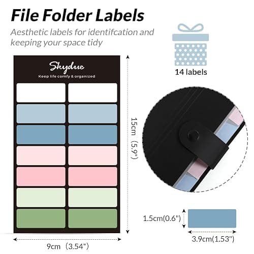 SKYDUE 8 Pockets Expanding File Folders, Accordion Folders, Portable Paper Bill Receipt Organizer, Letter Size, Home College School Office Supplies, Black thumbnail 3