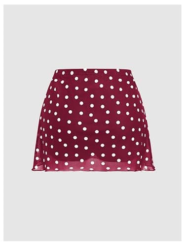 Verdusa Women's Polka Dots Mini Skirt Y2K Vintage Mesh Country Concert Outifits thumbnail 2