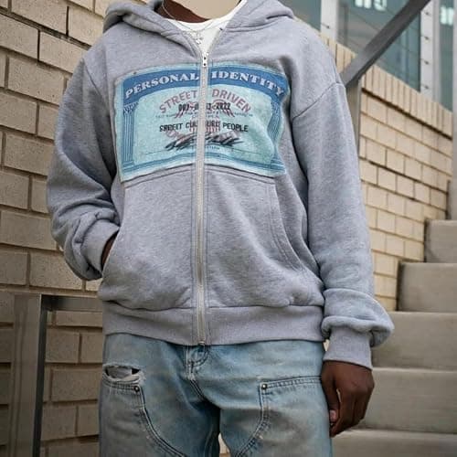 GGOOB Zip up Hoodie Y2k Oversized Graphic Hoodies Unisex Grunge Jackets Streetwear Vintage 2000s Emo Clothes thumbnail 5