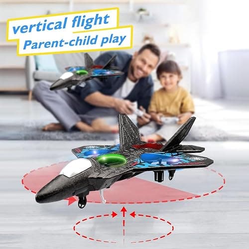 RC Plane Drone Helicopter Quadcopter, RTF 2.4GHz 6-axis Gyro Remote Control Airplane RC Jet Fighter with 3D Flip, Gravity Sensing, Spray Stunts Easy to Fly RC Glider Toys for Adult Kids (Grey) thumbnail 8