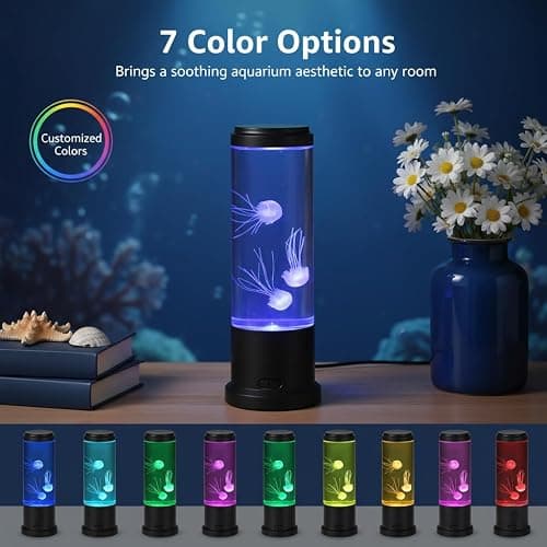Meloki 11 inch Jellyfish Lamp, LED Jelly Fish Light Lamp, Color Changing Jellyfish Tank Table Lamp Decorations for Home Office Decor Great Gifts for Kids thumbnail 2