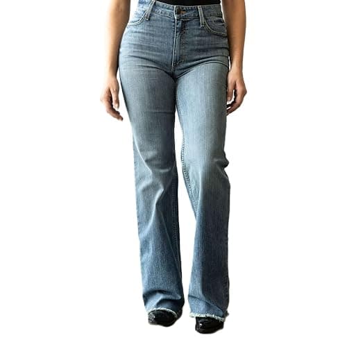 Kimes Ranch Women's Olivia Casual Western High Rise Waist Stove Pipe & Wide Leg Raw Hem Light Wash Denim Jeans thumbnail 2
