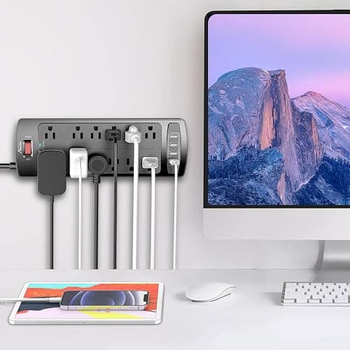 Power Strip, ALESTOR Surge Protector with 12 Outlets and 4 USB Ports, 6 Feet Extension Cord (1875W/15A), 2700 Joules, ETL Listed, Black thumbnail 3