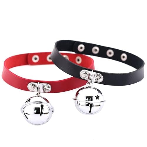 FM FM42 Multicolor PU Simulated Leather Silver-tone 4cm Large Bell Pendant Neckband Choker Necklace thumbnail 7
