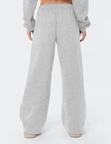 Ugerlov Sweatpants Women Wide Leg Fleece Lined Baggy Sweat Pants | Lounge Cotton Straight Leg High Waisted Trousers Comfort Cute Fall Winter Warm Gym Athletic thumbnail 2