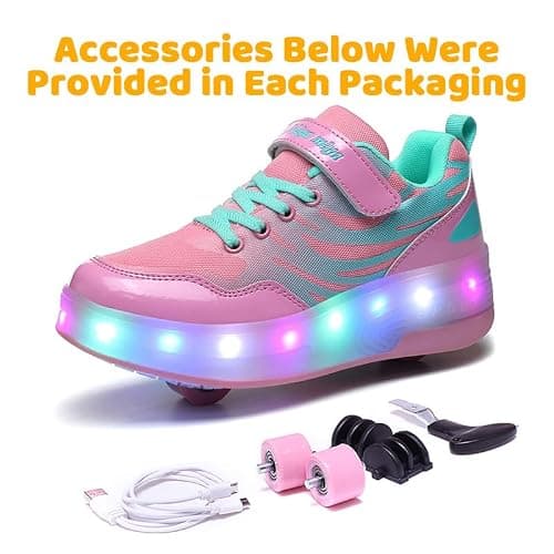 Wooowyet LED Roller Skate Shoes for Kids Boys Girls Light Up Fashion Sneakers Wheels Wheeled USB Rechargeable Hook&Loop thumbnail 4