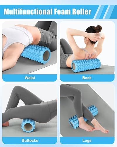 4 in 1 Foam Roller Set, Massage Roller for Back and Legs with Massage Ball and Muscle Roller Stick for Deep Tissue Massage, Yoga Pilates, Exercise, All in Carry Bag thumbnail 6
