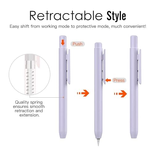 MoKo Holder Case Fit Apple Pencil 1st Gen, Retractable Tip Cap Fit New iPad 10th Gen 2022, iPad 9th Gen 2021, iPad 8th Gen 2020, iPad 6th 9.7 2018, iPad mini 5th Gen Pencil Case Pencil, Taro Purple thumbnail 3