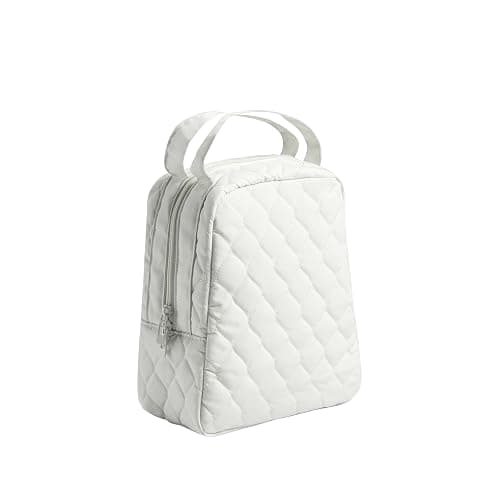 Uriyesobida Cotton Quilted Insulated Lunch Bag for Women, Reusable Lunch Tote Soft Cooler Bag, Thermal Leakproof Lunch Box for Work Travel Picnic (Cream White) - Image 1