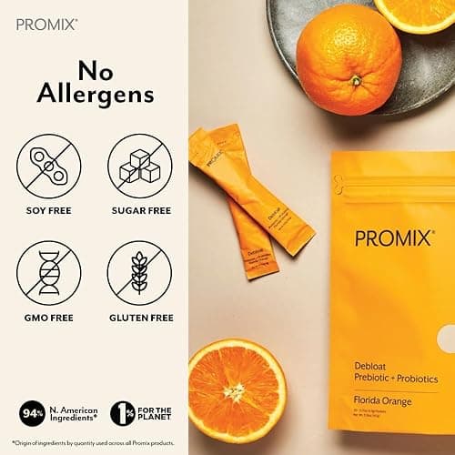 ProMix Nutrition Debloat Prebiotics and Probiotics with Baobab - Rich in Vitamin C, Bloating Relief, Immune Support - Orange - 30 Servings (Pack of 30) - Florida Orange - 0.17 Ounce (Pack of 30) thumbnail 8