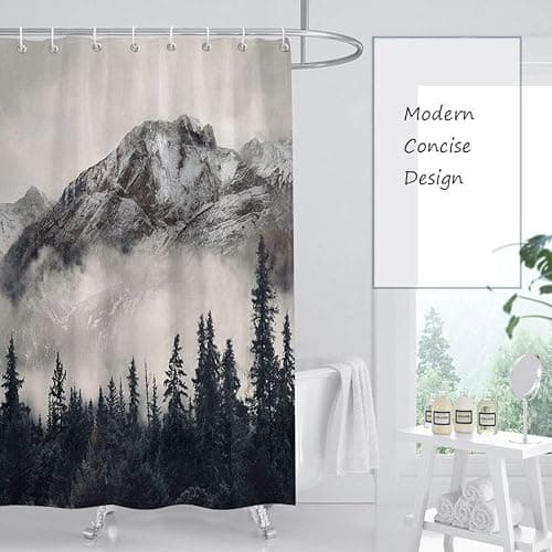 Mantto Canadian Smoky Mountain Cliff Outdoor Idyllic Photo Art Shower Curtain, National Parks Home Decor Curtain, Waterproof Polyester Fabric Bathroom Shower Curtain with Hooks 72" x 72" thumbnail 4