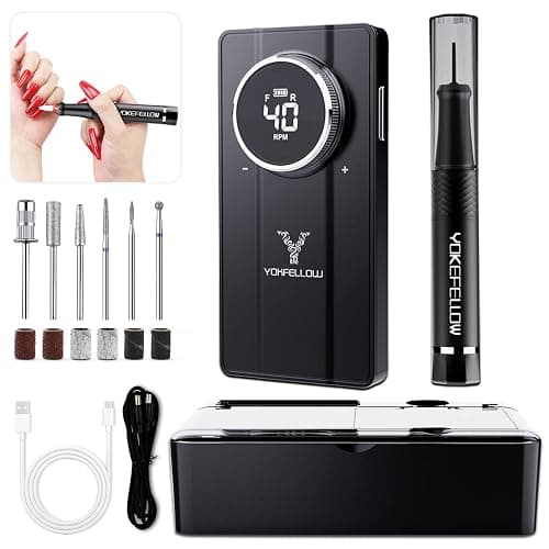 Yokefellow Nail Drill, Professional Portable 40000RPM Nail Drills Machine Electric Engraving Drill for Glass Black - Image 1
