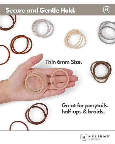 Heliums Thin Seamless Hair Ties - Dark Ginger - 6mm Nylon No Damage Ponytail Holders, 1.75 Inch, Medium Hold for Thin to Normal Hair - 18 Pack thumbnail 5