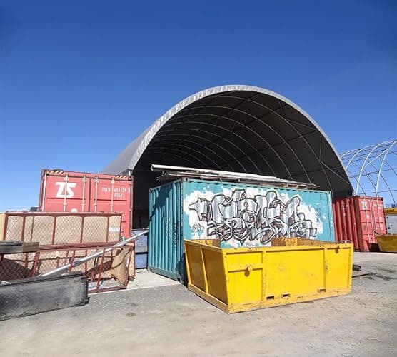 Mytee Products 40'(L) x 40'(W) Shipping Container Canopy Shelter - 21 Oz 610 GSM PVC Dark Gray Cover Storage Container Roof with No End Walls - Durable & Weather-Resistant thumbnail 7
