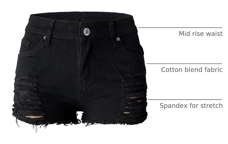 Aodrusa Womens Ripped Denim Shorts Mid Rise Body Enhancing Curvy Cutoff Distressed Jeans thumbnail 4
