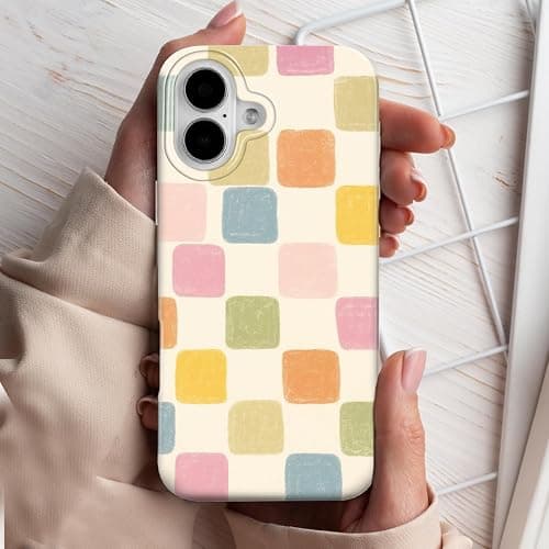 GEQCDBN Compatible with iPhone 17 Case, Trendy Cute Colorful Checkered Girly Soft Slim TPU Shockproof Aesthetic Protective Phone Case Cover for Women Girls 6.1" thumbnail 6