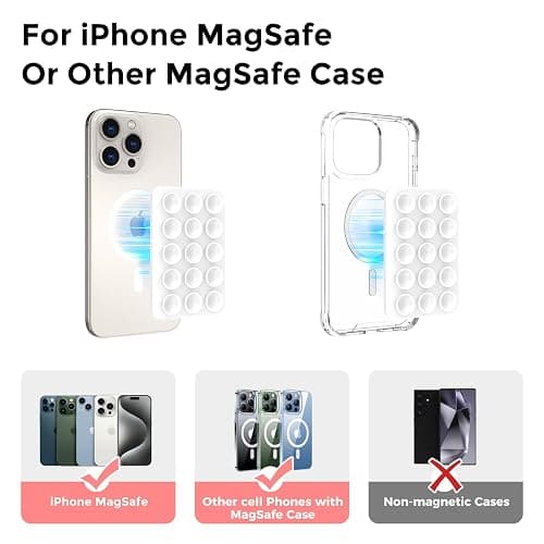 AHASTYLE Silicone Magnetic Suction Phone Case Stand for iPhone 17/16/15/14/13/12 Series, for iPhone MagSafe Phone Case, Mirror Shower Phone Holder, for TikTok Videos and Selfies thumbnail 2