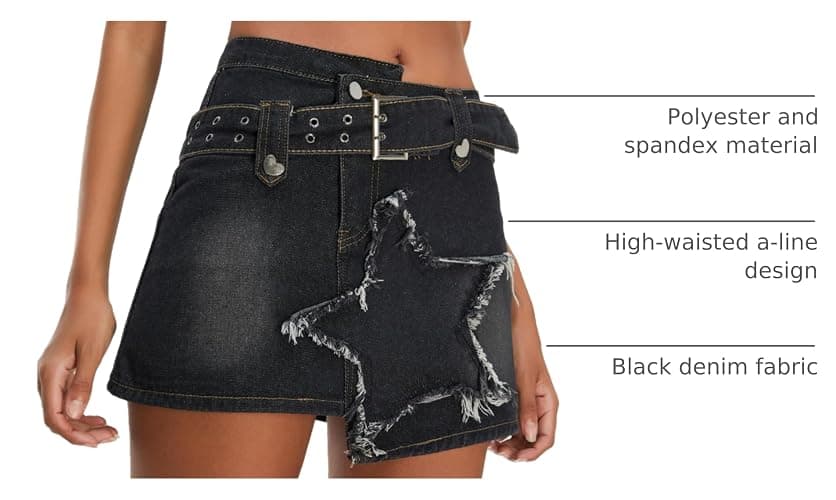 Kisidoo Women's Denim Skirt Vintage Star Patchwork Party Club Jean Skirt Casual Y2k Mini Skirt Skorts Skirts for Women thumbnail 4