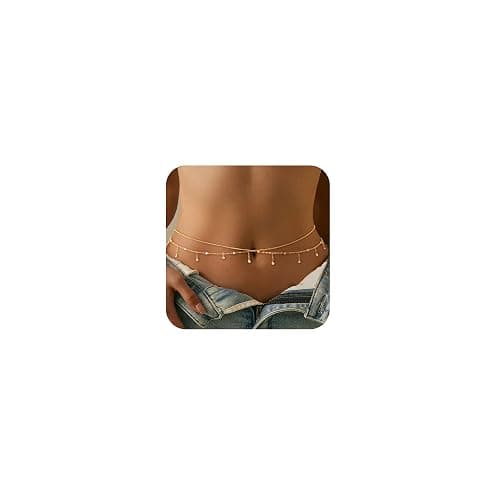 CHESKY Waist Chain for Women, Dainty 14k Gold Plated Waist Beads Gold Chain Belt for Womens Simple Body Chain Jewelry for Womens Belly Chain Y2k Belt Accessories Gold Jewelry for Women Gifts - Image 1