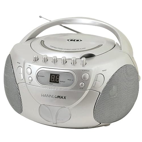 HANNLOMAX HX-337CD Portable CD Player, AM/FM Radio, Cassette Recorder, Records from CD or Radio, Headphone Jack, AC/DC Dual Power Source. (Silver) - Image 1