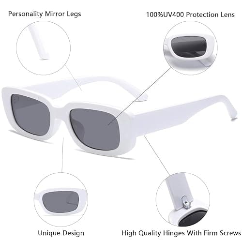 aisswzber Vintage Rectangle Sunglasses for Women Men 90s Fashion Narrow Square Frame Eyewear UV400 Protection thumbnail 3