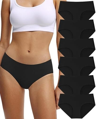 Yifumen Seamless Cotton Underwear for Women No Show Bikini Panties Full Coverage Sexy Soft Comfort Hipsters 6 Pack - Image 1