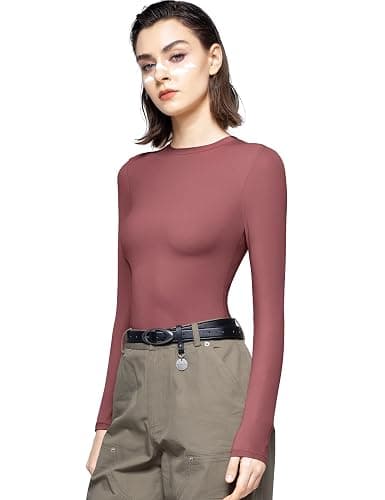 PUMIEY Women's Long Sleeve T Shirts Crew Neck Slim Fit Tops Sexy Basic Tee Smoke Cloud Pro Collection thumbnail 2