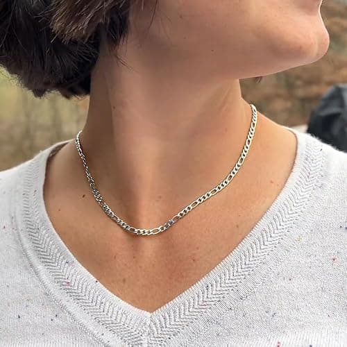 Figaro Chain Necklace Stainless Steel Real Gold Plated Chains for Men Women Jewelry Gift for Men Women thumbnail 3