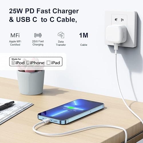 iPad Charger,New Apple iPad USB C Fast Charger Cable and Plug 25W Charge for i Pad Pro 12.9 11 13 inch 4th 5th 6th M4 2024 Generation/Air 10.9 inch 5th Gen M2 M3/Mini 6 A17 Pro/Pad 10th A16 11th 2025 thumbnail 5