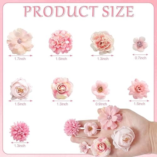rongflower Faux Flower Heads Small Silk Artificial Flower DIY Fake Mini Flowers Rose Daisy Multicolor Flowers Craft Supplies for Wedding Party Wreath Graduation Season Party Home Decor (45, Pink) thumbnail 3