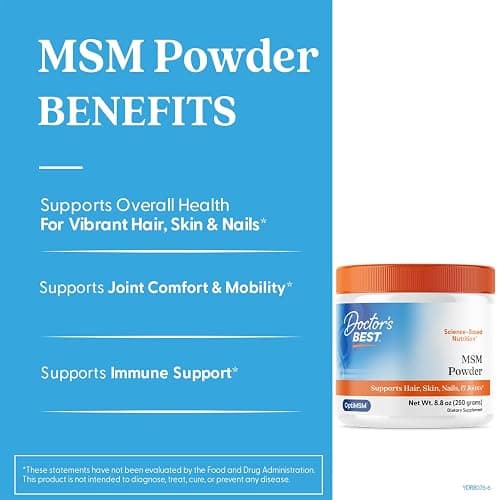 Doctors Best MSM Powder, Supports Hair, Skin, Nails, & Joints, Non-GMO, Gluten Free, Soy Free, Vegan Net Wt. 8.8 oz (250 Grams) thumbnail 2