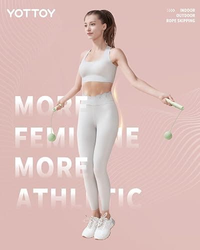 YOTTOY Skipping Ropes for Adults -Cordless Counter Jump Rope with Large Cordless Ball-Weighted Jump Rope for Women with LCD Display thumbnail 8