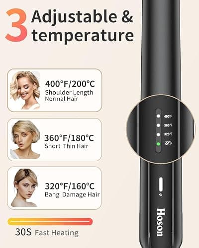 Cordless Flat Iron,Portable Mini Hair Straightener Travel for Bangs,Short Hair, Rechargeable Curling Iron for Touch Ups (Black) thumbnail 4