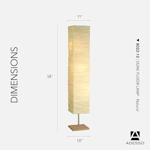 Adesso Three Light Floor Lamp – Natural Wood Base & Adjustable Brightness – Perfect Lighting for Bedroom, Living Room and Corner Decor, Beige thumbnail 2