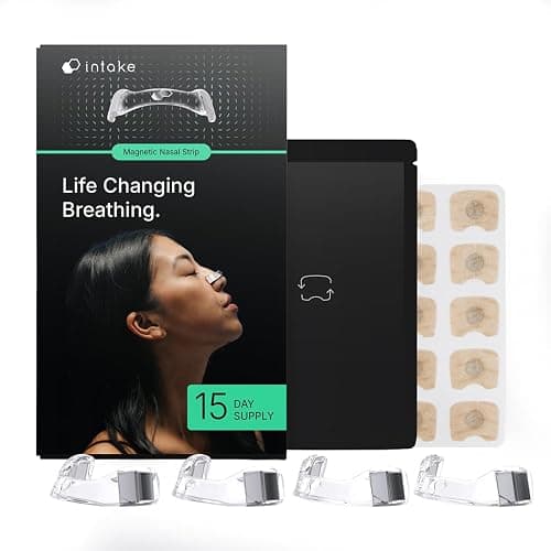 Intake Breathing Magnetic Nasal Strips Starter Kit (15 Count, Black) - Boost Oxygen Intake, Reduce Snoring, Improve Sleep Quality - Sweat Resistant, Nasal Strips - Extra Strength Snoring Solution - Image 1