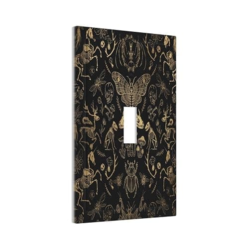 Dark Academia Gothic 1 Gang Light Switch Cover Vintage Witchy Skull Moth Decorative Single Toggle Wall Plates Outlet Covers Faceplates Electrical Switchplate for Retro Home Library Bedroom Decor thumbnail 3