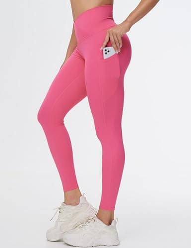 THE GYM PEOPLE Women's Cross Waist Workout Leggings Tummy Control High Waisted Athletic Yoga Pants with Pockets thumbnail 6