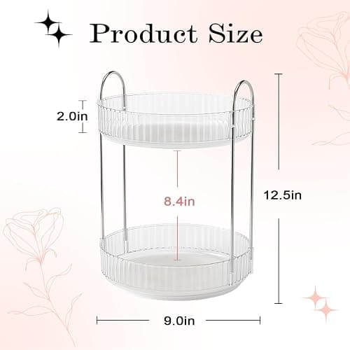 ALUYUYO Rotating Makeup Organizer, 360° Spinning Makeup Storage Holder Rack, Dresser Bathroom Organizer Countertop, Large Capacity Perfume Skincare Lipstick Organizer for Vanity.(2 Tiers, Transparent) thumbnail 3
