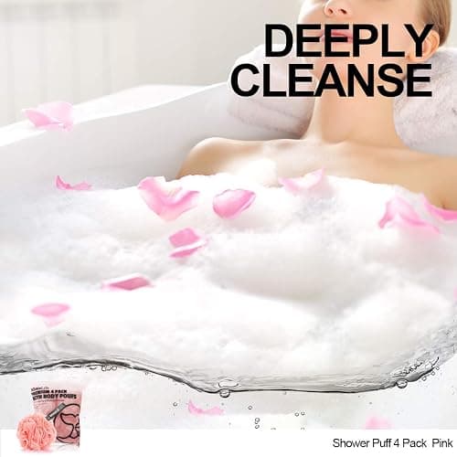 Loofah Sponge Bath Sponge for Women Men 4 Pack (Pink) thumbnail 5
