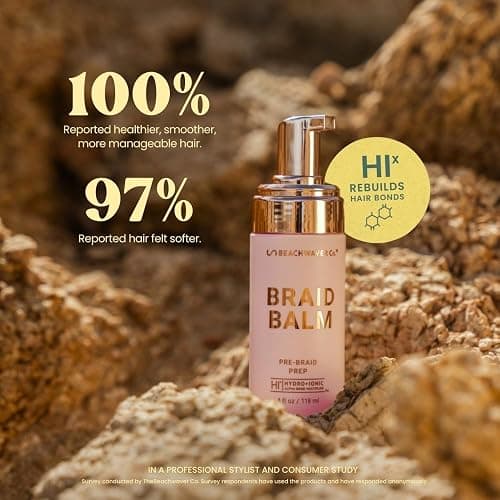 The Beachwaver Co. Braid Balm Pre-Braid Prep - Full Size (4 Fl Oz) | Frizz-Taming Primer Foam | Strengthen and Reduce Flyaways w/HiX Vegan Bond Multipliers - For All Hair Types | Bondi Beach Day thumbnail 10