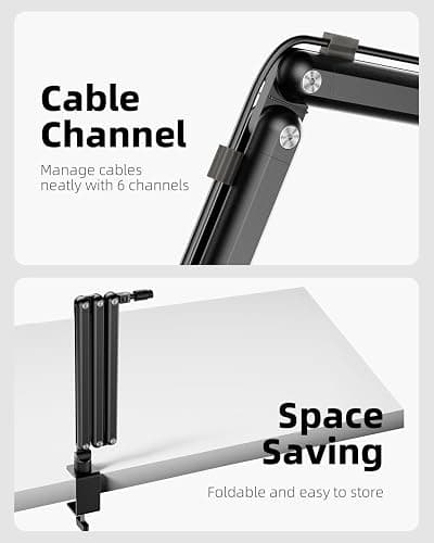 TODI Mic Arm for Lightweight Mics, Microphone Arm Rotatable, Storable Desk Mic Stand for Bear 3LB with Mount Clamp, Mic Stand Boom Arm with Cable Channel with 3/8'' 5/8'' Thread for Podcast, Gaming thumbnail 7