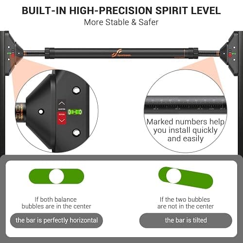 Sportneer Pull Up Bar: Strength Training Chin up Bar without Screws - Adjustable 29.5''-37'' Width Locking Mechanism Pull-up Bar for Doorway - Max Load 440lbs for Home Gym Upper Body Workout, Non-slip thumbnail 5