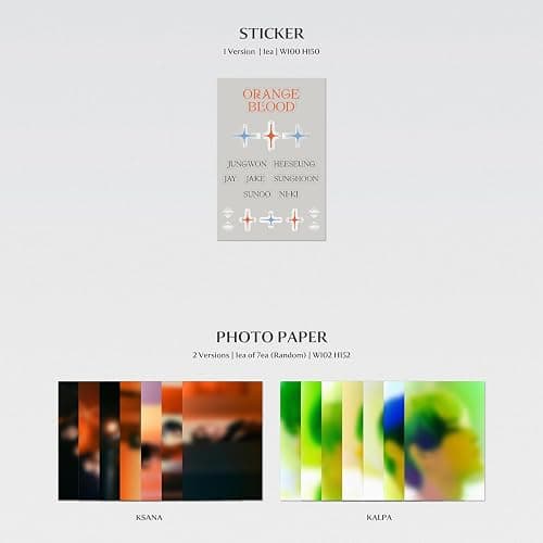 ENHYPEN - [ORANGE BLOOD] (KALPA Ver.) Photo Book + CD-R + Photo Card A + Photo Card B + Sticker + Photo Paper + Postcard + Poster With Lyrics + 2 Pin Badges + 4 Extra Photocards thumbnail 5