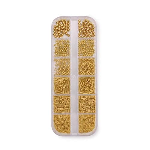 0.8mm Mini Small Nail Beads Stainless Steel Beads Nail Chain Charms Nails Art Decorations Gun Grey Nail Studs Gold Caviar Nail Charms DIY Tool Nail Studs Accessories Cold Nail Gems (Gold) thumbnail 7