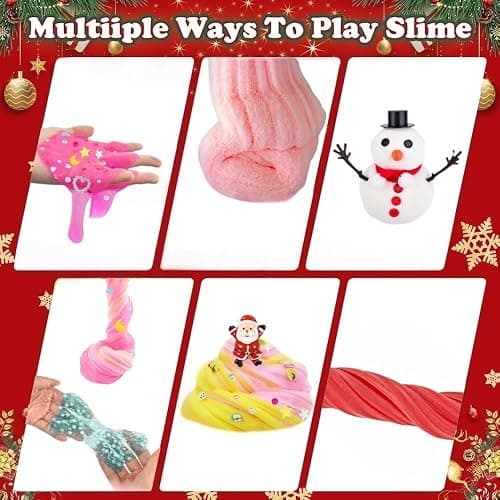 Christmas Slime 7 Pack,Christmas Stocking Stuffers - Butter Clear Slime Party Favor for Girls & Boys Candy Filling Toy,DIY Cloud Slime Kit for Kids Xmas Gifts for 4 5 6 7 8 9 10 Years Old thumbnail 7