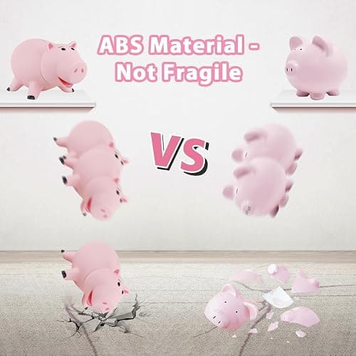 PHOCAS Hamm Piggy Bank Unbreakable Cute Pink Pig Money Bank Plastic Saving Coin Bank for Kids Christmas Birthday Gift thumbnail 5