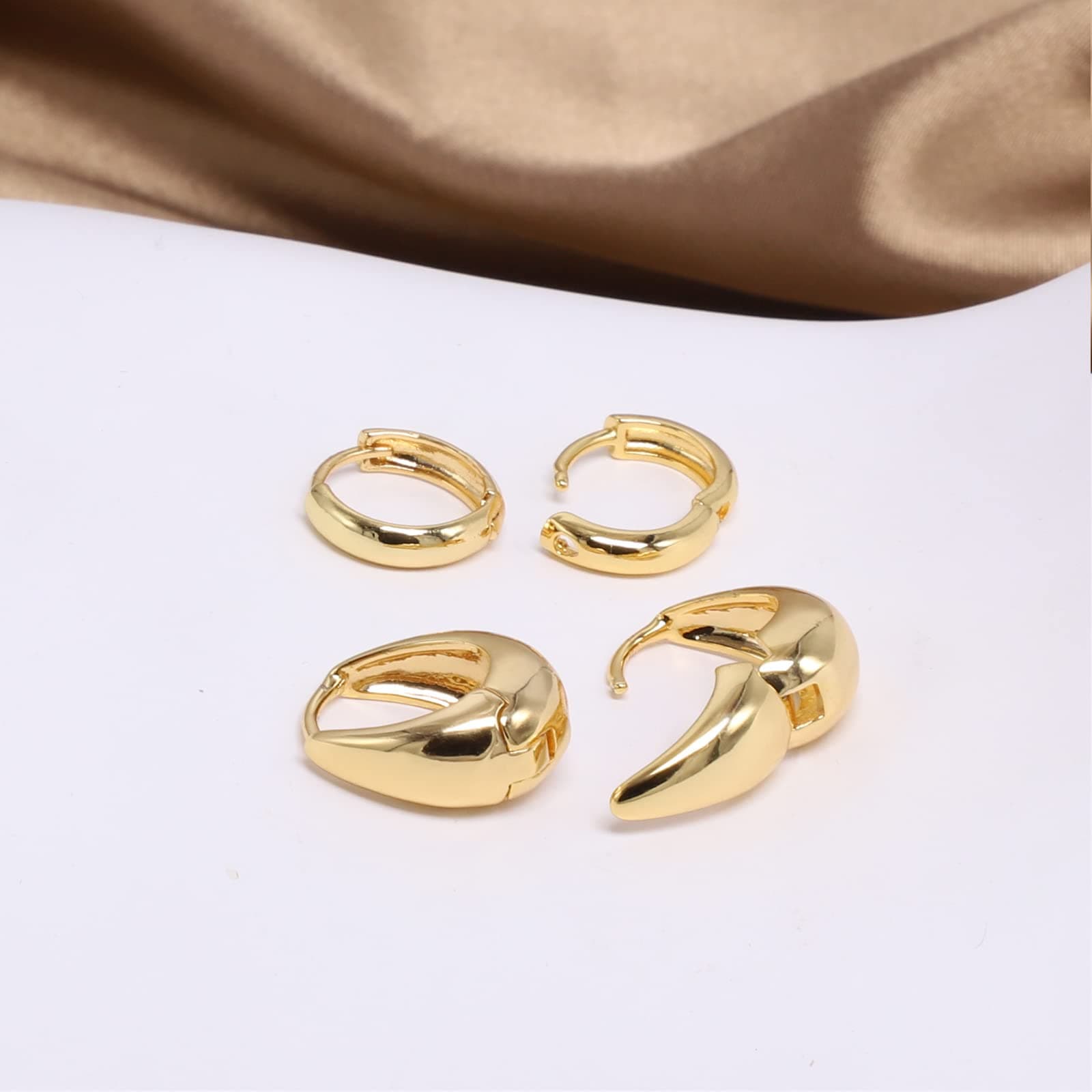 2 pairs Small Hoop Earrings for Women 18K Gold Plated Hoop Huggie Earrings for Women (set 5-2 pairs) thumbnail 3