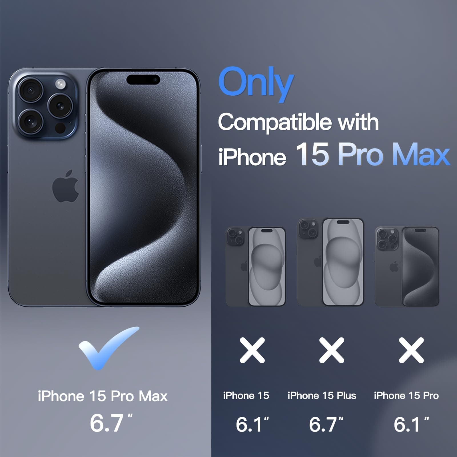 JETech Funda Magnética para iPhone 15 Pro MAX 6.7 Pulgadas Compatible con MagSafe, Carcasa Translúcida Mate Trasera Fina Antigolpes (Azul Tormenta) thumbnail 2